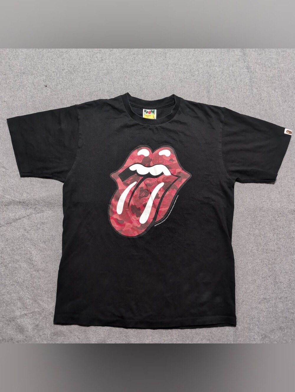 Bape x The Rolling Stones Men Black Short Sleeve T-Shirt Size L
